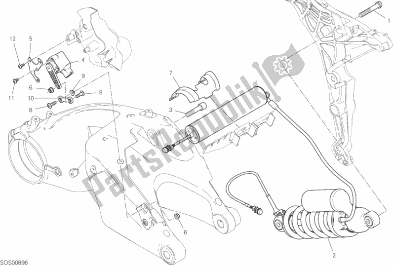 Todas as partes de Amortecedor Traseiro do Ducati Multistrada 1260 S D-air 2019